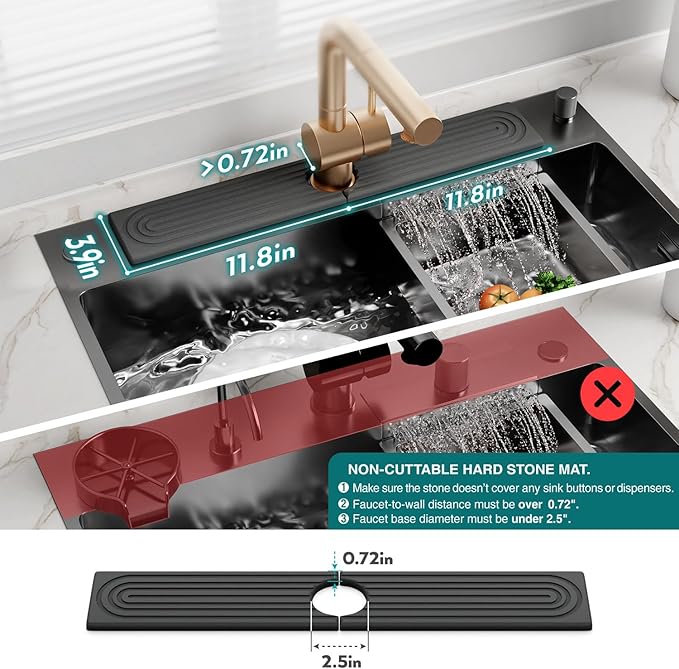 Faucet Splash Guard for Kitchen Sink, Kitchen Sink Faucet Mat - Image 4