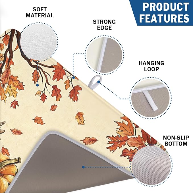 Fall Orange Pumpkin Dish Drying Mat - Image 3