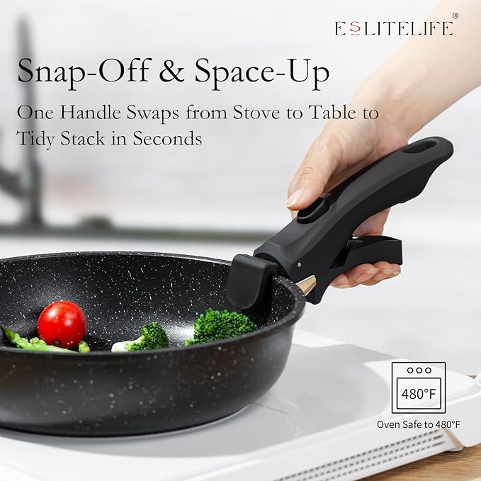 ESLITE LIFE Nonstick Ceramic Frying Pans Skillets Set - Image 3