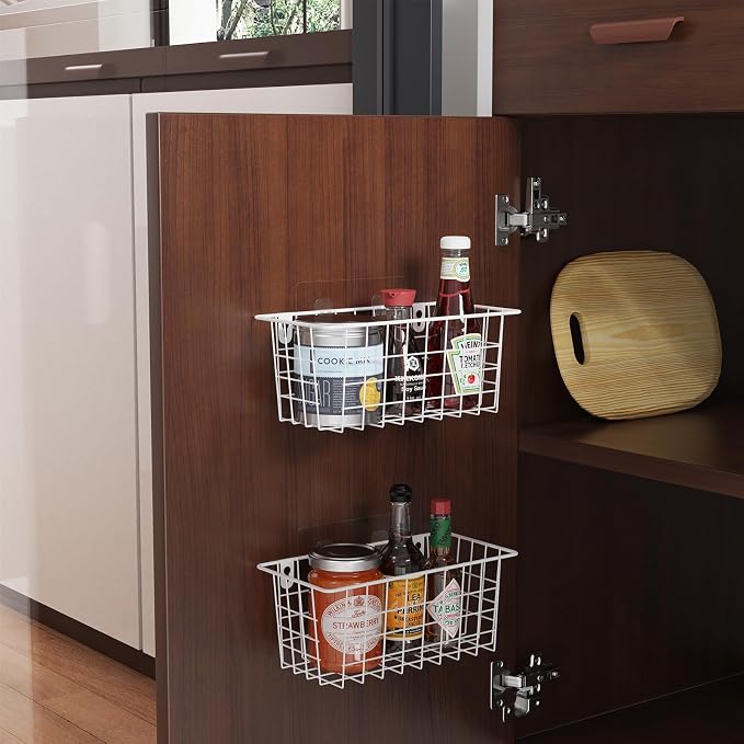 MaraFansie Hanging Wire Baskets Kitchen Storage Basket Adhesive and Screws - Image 3