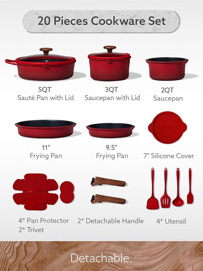 CAROTE 20Pcs Titanium Cookware Set, Pots and Pans Set Non Stick, Kitchen - Image 2