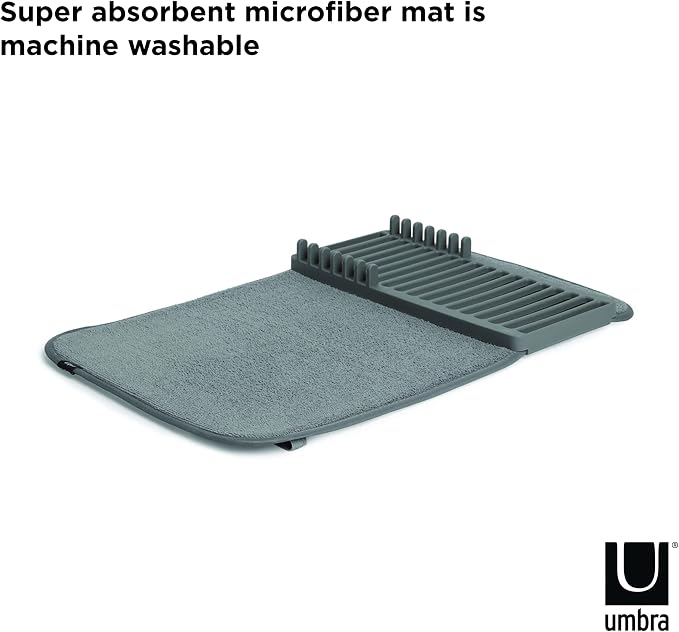 Umbra Udry Dish Rack and Microfiber Drying Mat – Space-Saving Design Folds Up - Image 7