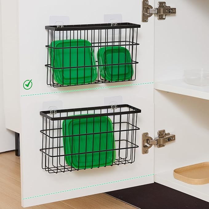 Sinnsally 2 Pack Cabinet Door Organizer, Self Adhesive Lid Organizers Inside - Image 3