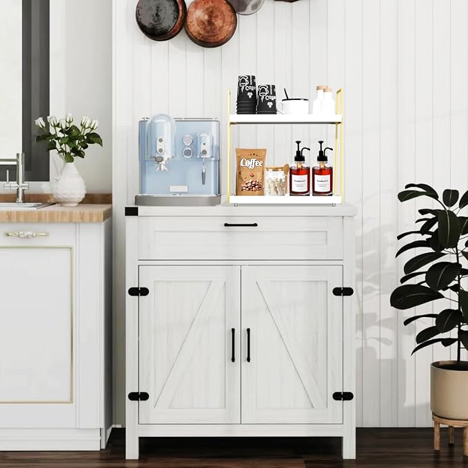 Coffee Bar Organizer for Countertop, 2 Tier Wooden Shelf for Coffeebar - Image 9