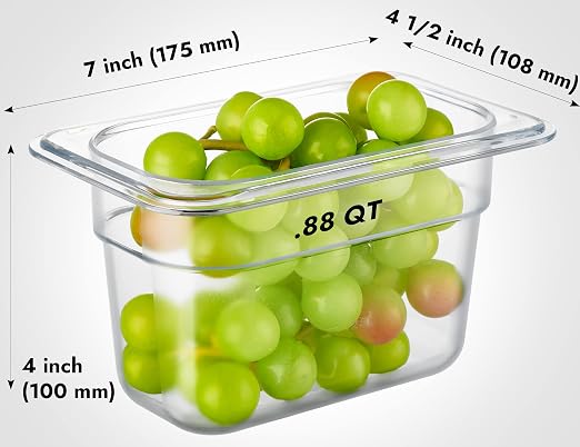 CURTA 6-Pack 1/9 Size 4" Deep NSF Polycarbonate Food Pans | Dishwasher & - Image 2