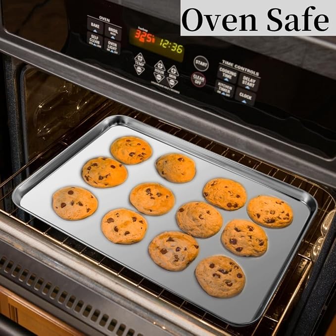 Stainless Steel Baking Sheet Set of 2, Cookie Sheet Baking Sheet Pan - Image 5