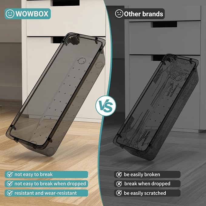WOWBOX 32 PCS Clear Plastic Drawer Organizer Set, 4 Sizes Desk Drawer - Image 4