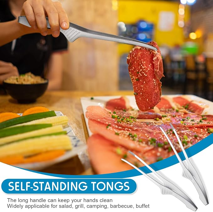Patelai 2 Pieces Korean and Japanese BBQ Tongs Non Slip Cooking Utensils - Image 6