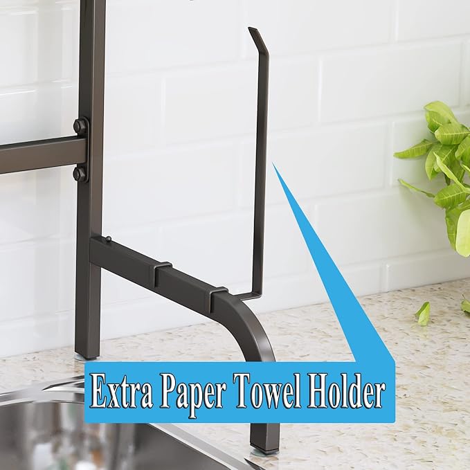 SAYZH Over The Sink Dish Drying Rack, Adjustable 2 Tier Metal Steel Dish Drying - Image 5