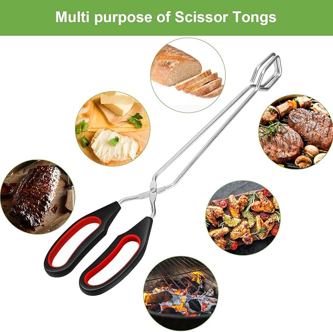 Boao 3 Pack Stainless Steel Scissor Cooking Tongs Kitchen Wire Metal Tongs - Image 2