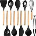 E-far Silicone Cooking Utensils Set, 10-Piece Black Kitchen Utensils Set by E-far