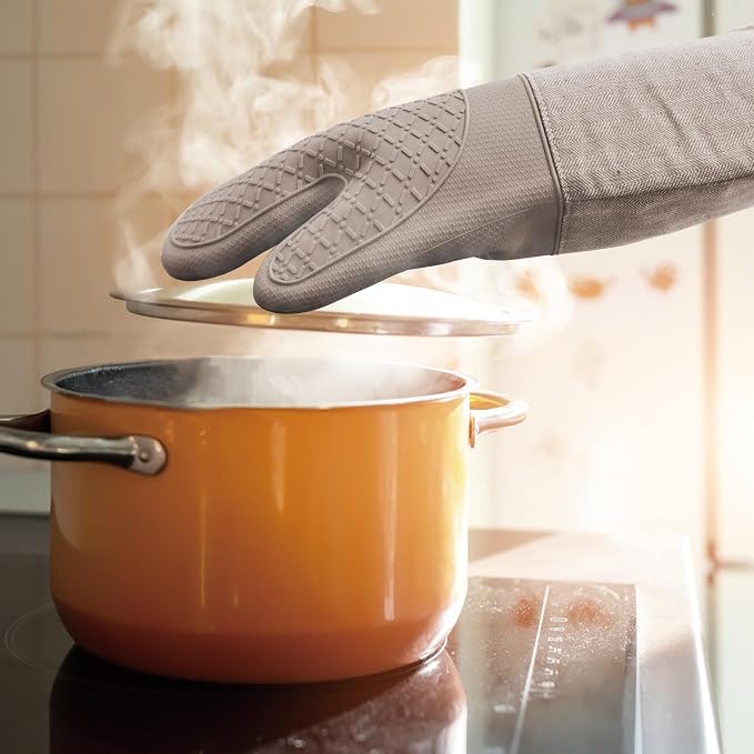 Professional Microwave Silicone Oven Mitts one Pair, Kitchen Mitten Set - Image 5