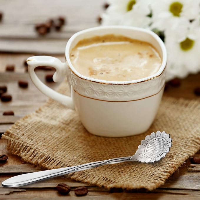 Chengu 8 Pieces Flower Coffee Tea Spoons Stainless Steel Sugar Spoons Tea Party - Image 5
