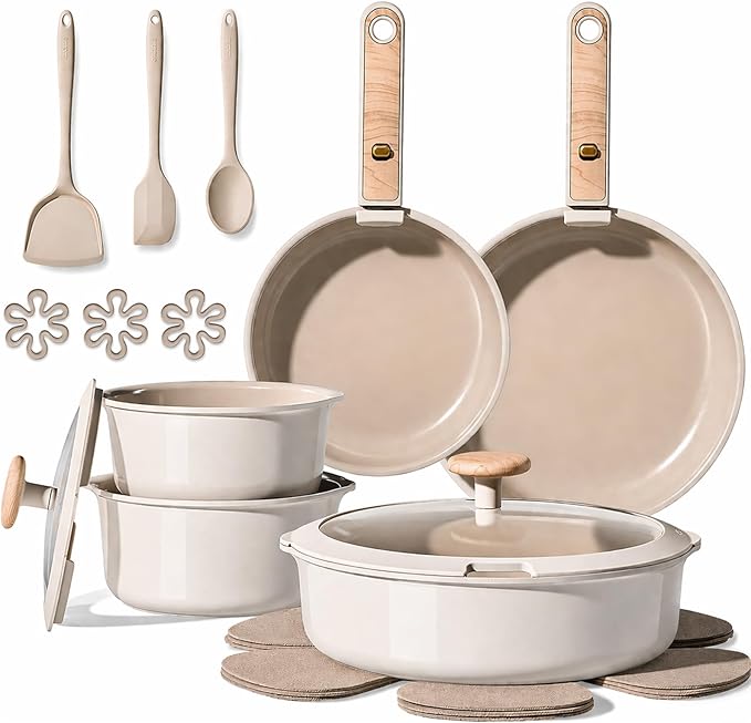 CAROTE Nonstick Pots and Pans Set, Cookware Set Detachable Handle, RV Cookware by CAROTE