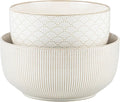 Mikiegy Ceramic Mixing Bowls Set of 2, Nesting Ceramic Embossment Stoneware by MIKIGEY