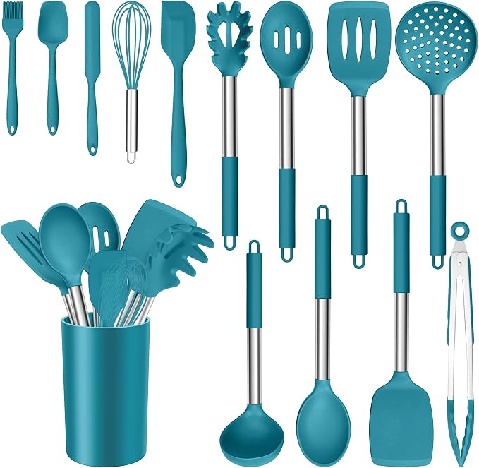 E-far 14 Pieces Silicone Cooking Utensils Set, Kitchen Utensils Set by E-far