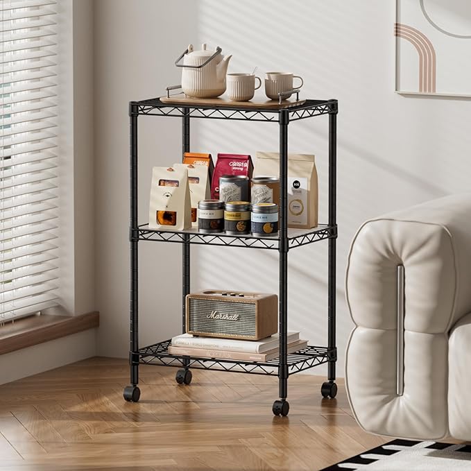 SINGAYE 3 Small Shelves Storage Shelf Wire Shelving Unit Metal Shelf Adjustable - Image 2