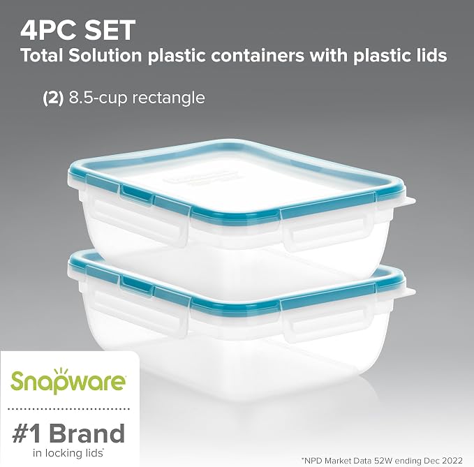 Snapware Plastic Total Solution 2-Pack Food Storage Containers Set, Leakproof & - Image 2