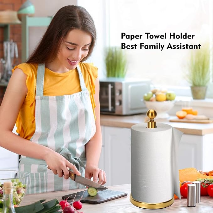 Gold Paper Towel Holder Countertop, Standing Paper Towel Roll Holder - Image 8