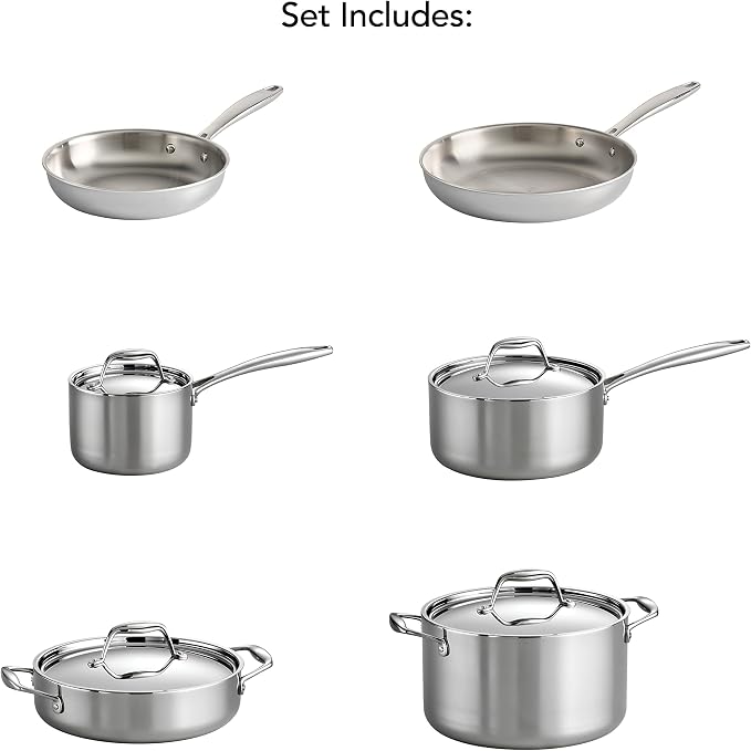 Tramontina Signature Tri-Ply Clad Stainless Steel 10-Piece Cookware Set - Image 8