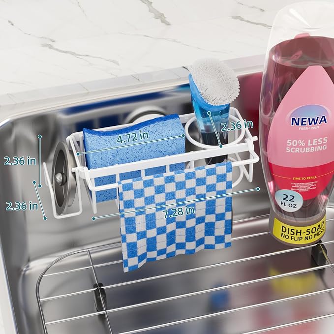 TAILI 4-in-1 Sink Caddy with Strong Suction Cup, Sponge Holder - Image 3