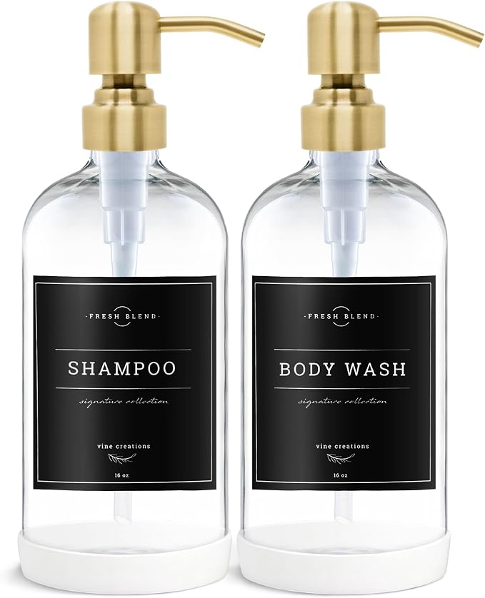 Vine Creations Clear Glass Soap Dispenser, 2 Pack Kitchen Soap Dispenser Set - Image 7