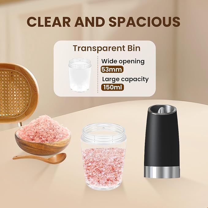 Gravity Electric Salt And Pepper Grinder Set, Automatic Salt And Pepper Grinder - Image 5