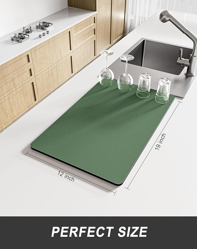 Rnivvi Dish Drying Mat for Kitchen Counter, 12 x 19" Super Absorbent Drainer - Image 2