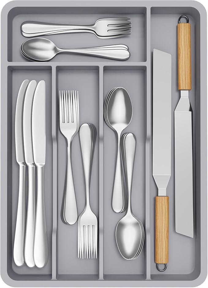 Lifewit Silverware Drawer Organizer Tray, Plastic Cutlery Storage by Lifewit