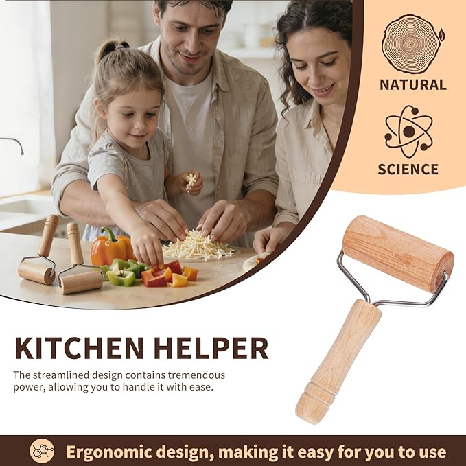 Pastry and Pizza Baking Roller Pin, Non Stick Wood Rolling Pins - Image 3