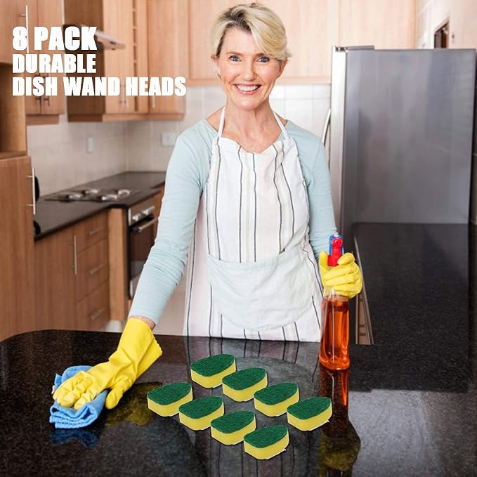 DYMOLL Dish Wand Refills 8Packs, Sponge Replacement Heads, Dish Wand Sponge - Image 6