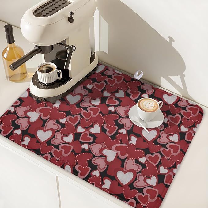 Valentines Day Dish Drying Mat for Kitchen Counter 24x18 Inch Love Drying Mat - Image 6