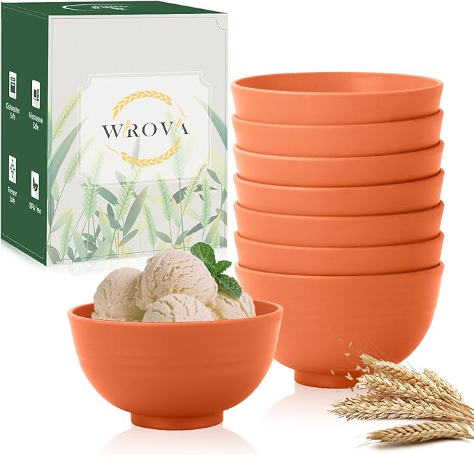 Wrova wheat straw small bowls 10oz set of 8 by WROVA