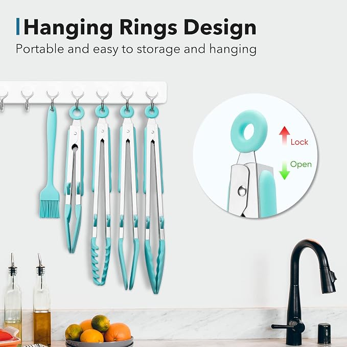 5-Pack Silicone Tongs for Cooking, Maywe Tanso 4PCS 13-Inch Kitchen Tongs - Image 5