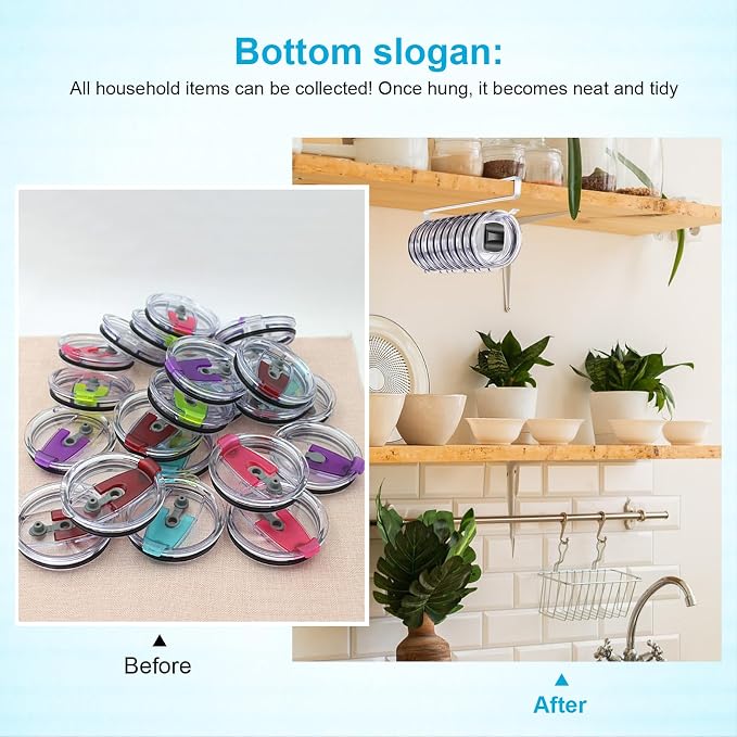 Tumbler Lid Organizer for Corner Cabinets, Space-Saving Cup Holder, Water - Image 7