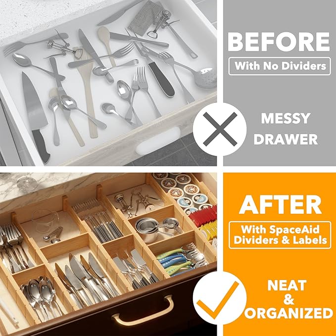SpaceAid Bamboo Drawer Dividers - Image 2