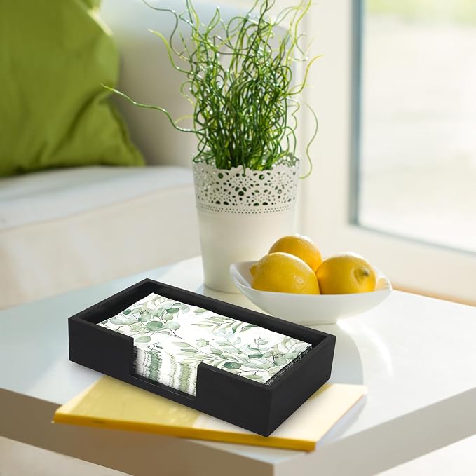 Black Wooden Napkin Holder Guest Towels Holder Flat Bathroom Napkins Holder - Image 5