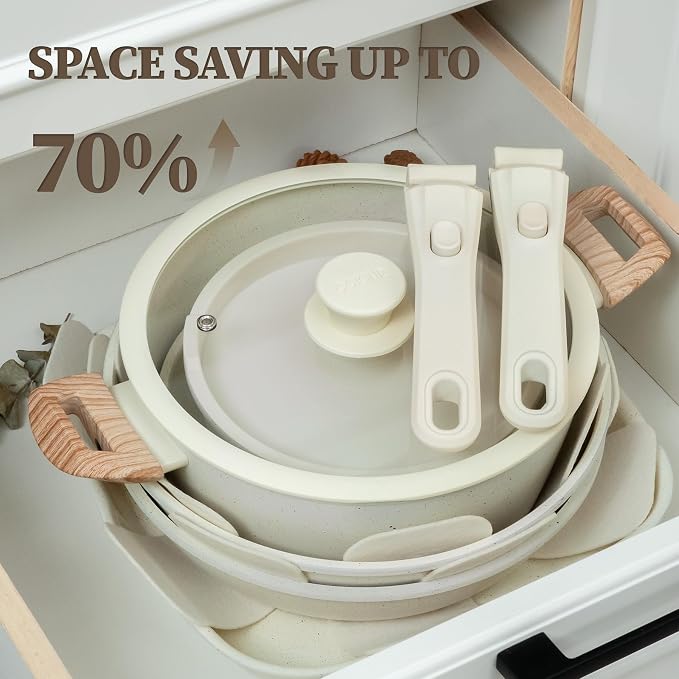 23Pcs Ceramic Cookware Set Non Stick Pots and Pans Set Non Toxic - Image 8