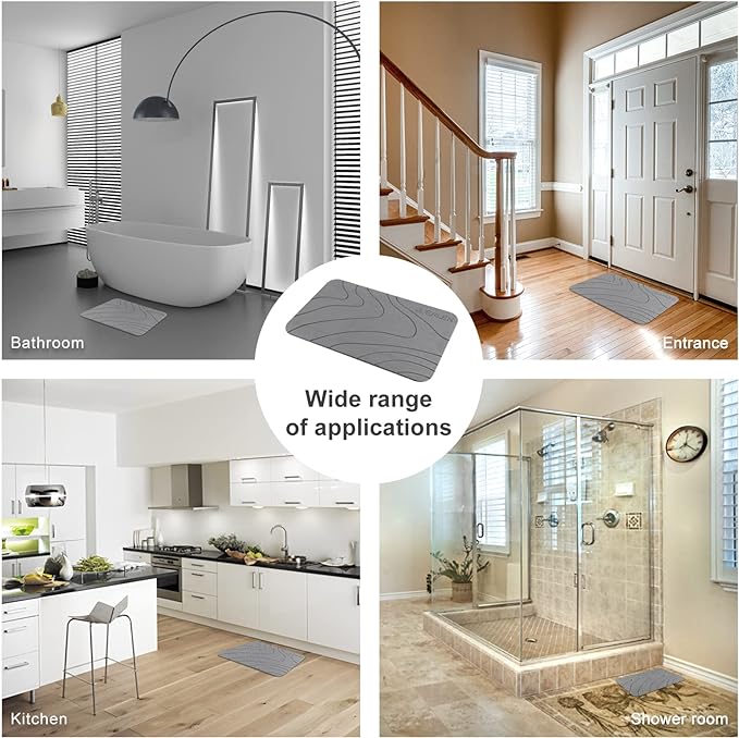 JUERLEN 2 Pack Diatomaceous Earth Shower Mat, Stone Bath Mat, Nonslip Super - Image 7