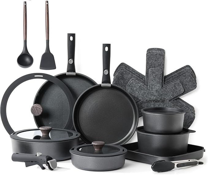 SENSARTE 24 Piece Pots and Pans Set, Nonstick Detachable Handle Cookware by SENSARTE