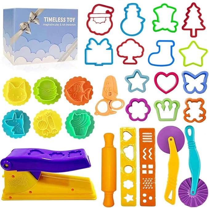 Dough Tools for Kids- Play Sets Accessories Include Animal Molds Stamps Cutter by Decebaya