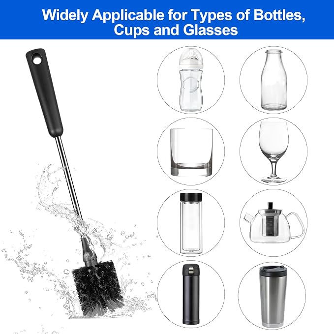 Bottle Brush, Long Stainless Steel Handle Water Bottle Brush Cleaner, Sports - Image 5