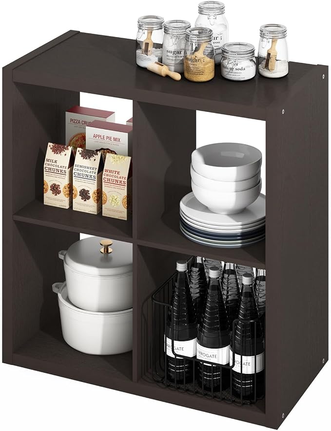 Furinno HERMITE Kitchen Island, 4-Cube Coffee Bar, Extra Thick Kitchen Storage by Furinno-FitsYourSpaceFitsYourBudget