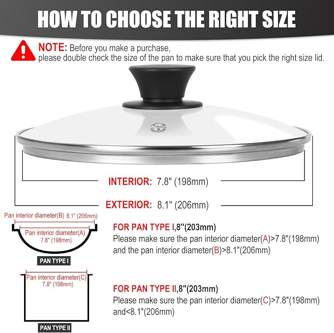 Pan Lid 8 Inch - Tempered Glass Pot Lid - Replacement Pan Cover - Image 2