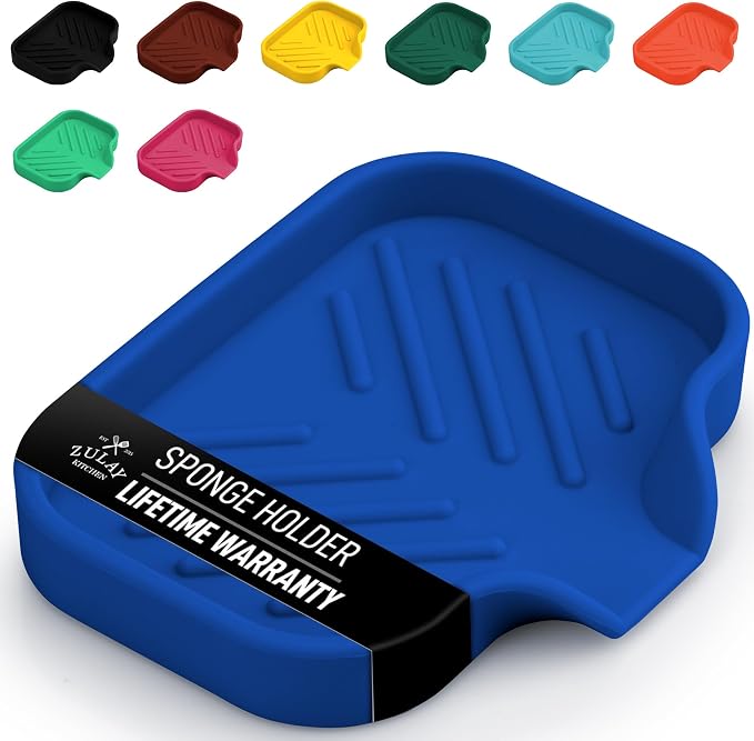 Zulay Kitchen Small Silicone Sponge Holder – Space-Saving Sink Organizer Tray by ZulayKitchen