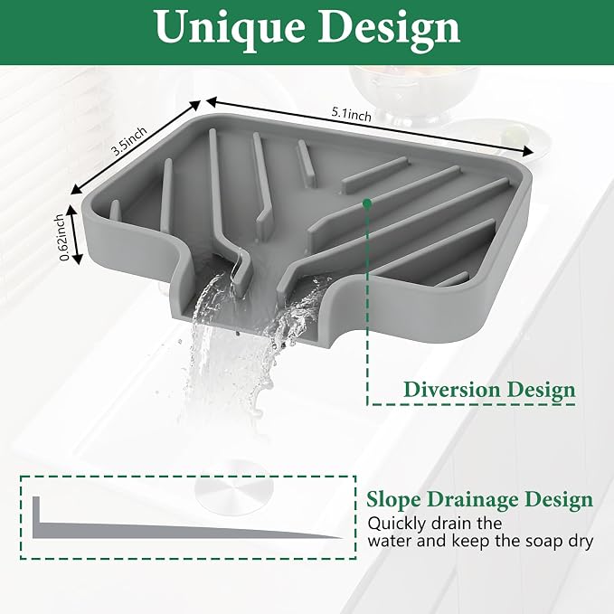 GUUKIN Sponge Holder for Kitchen Sink, Sink Caddy and Soap Tray | 5x3.5 inch - Image 3