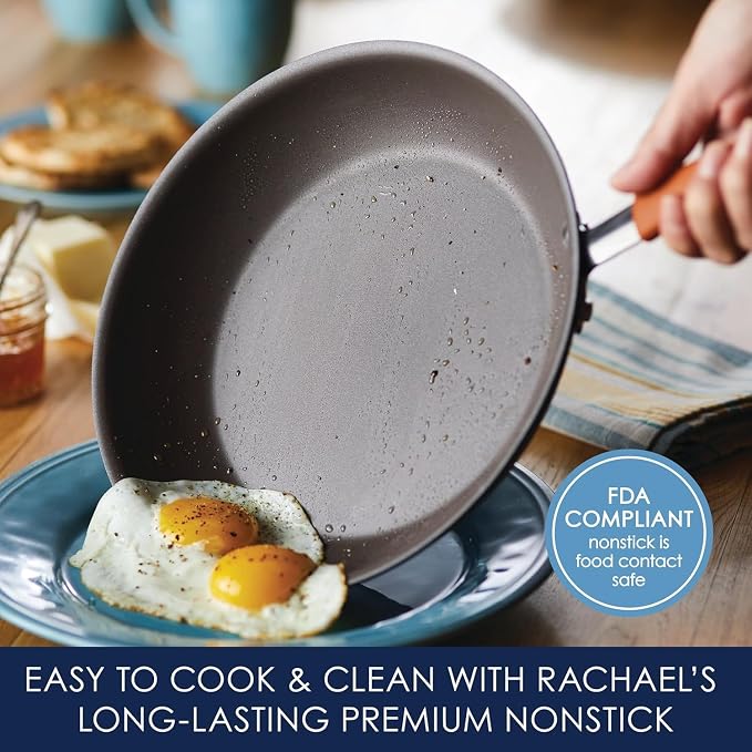 Rachael Ray Cucina Nonstick Cookware Pots and Pans Set, 12 Piece, Pumpkin Orange - Image 4