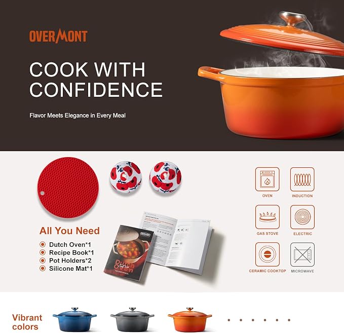 Overmont Enameled Cast Iron Dutch Oven - Image 6