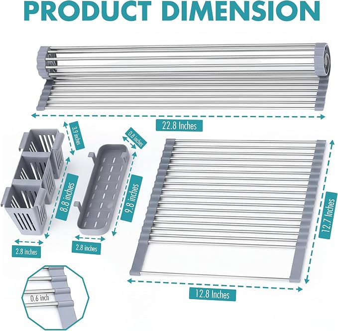Havenity™ Expandable Roll Up Dish Drying Rack - Image 3