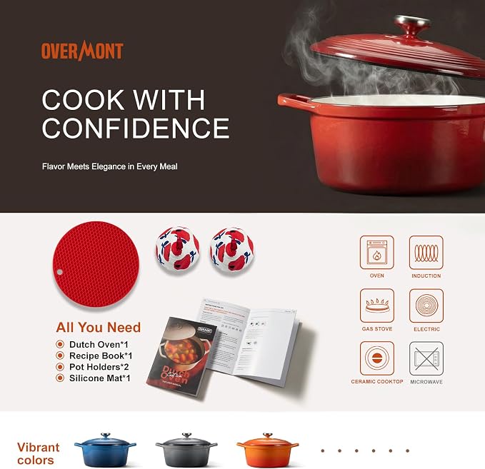 Overmont Enameled Cast Iron Dutch Oven - Image 6